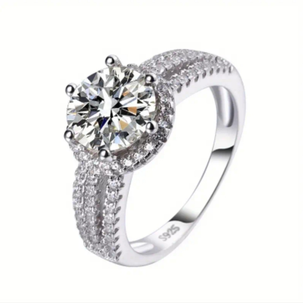 GRA Certified Moissanite 2 Carats 18k/925 Ring 💍 Size 7